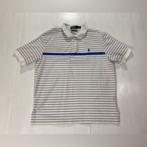 Polo Ralph Lauren Men’s L Blue Striped Golf Polo Shirt Casual Athleisure - Picture 2 of 8
